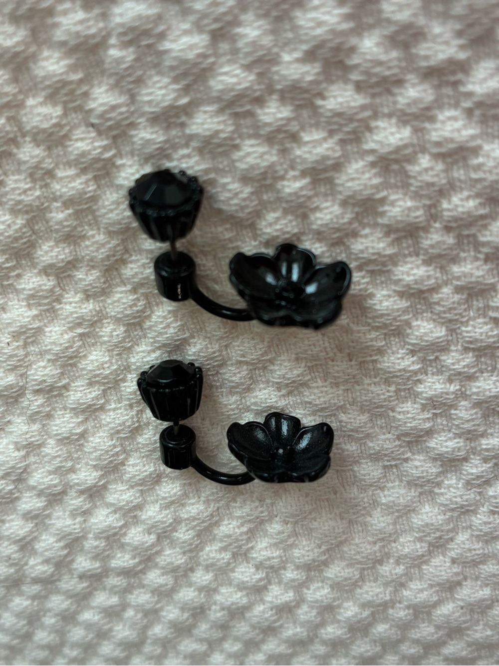 Vera Wang Black Floral Stud Earrings